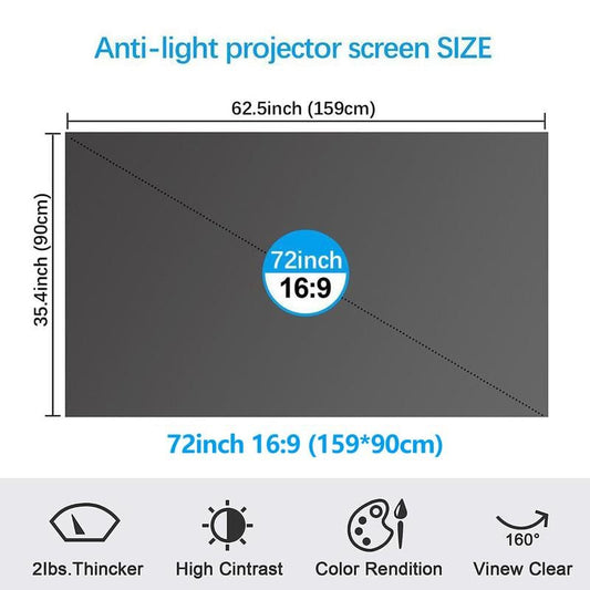 Anti-light 4k Projector Screen – 2.4 Gain, 160° View, Foldable & Velc… – 🌟