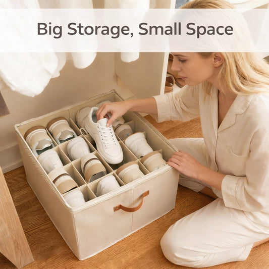 Foldable Fabric Shoe Storage Organiser – Holds 16 Pairs, Clear Lid & … – 👟