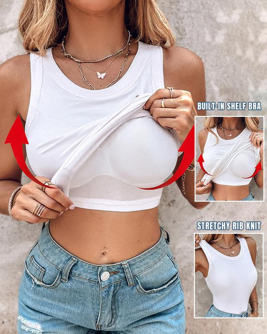Ribbed Tank Top With Built-in Bra – Ribbed Tank | With Built-in | Eve… – 👚
