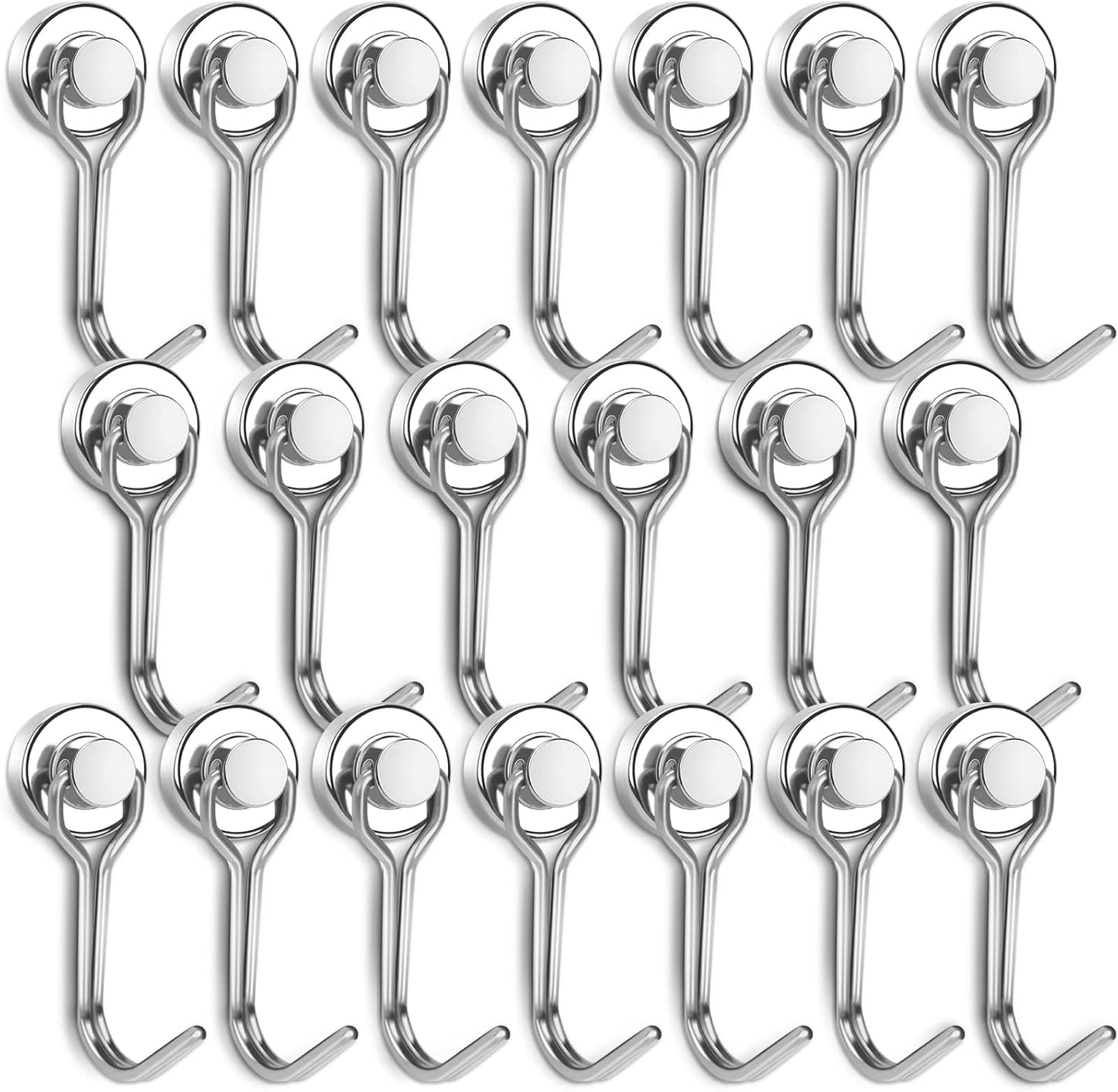 Swivel Magnetic Hooks 30lbs – N52 Neodymium, No-Drill, Rust-Resistant | 10 & 20 Pack