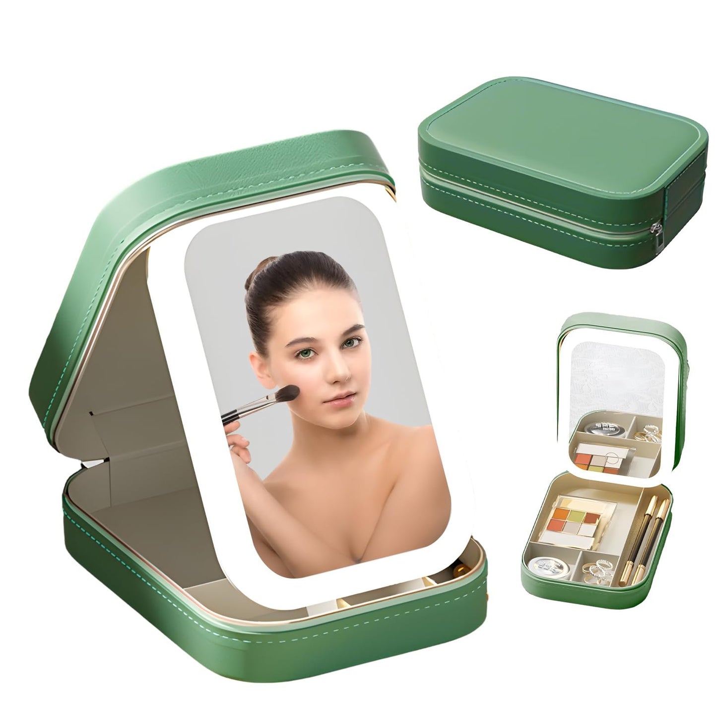 Led Makeup Bag With Built-in Mirror – 3 Lighting Modes, Multi-compart… – 🌟 Key