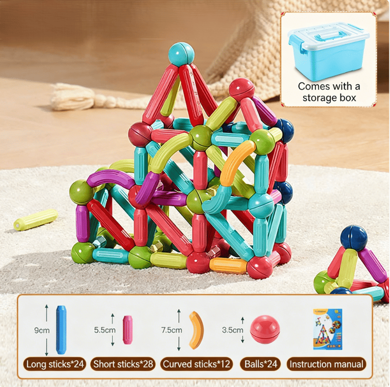 Children's Large Magnetic Building Sticks, Strong Magnet Educational … –