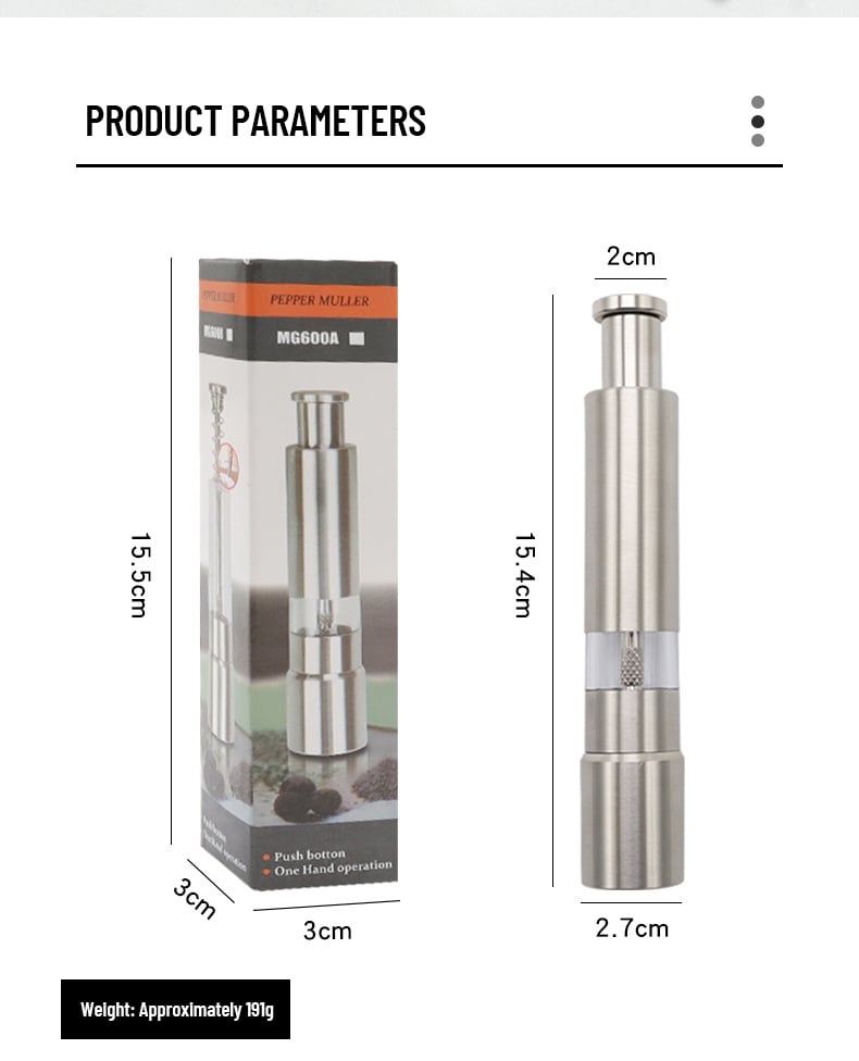 Stainless Steel Salt & Pepper Grinder Set – One-touch Thumb Button, P… – ⏰ Hurry