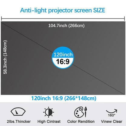 Anti-light 4k Projector Screen – 2.4 Gain, 160° View, Foldable & Velc… – 🌟