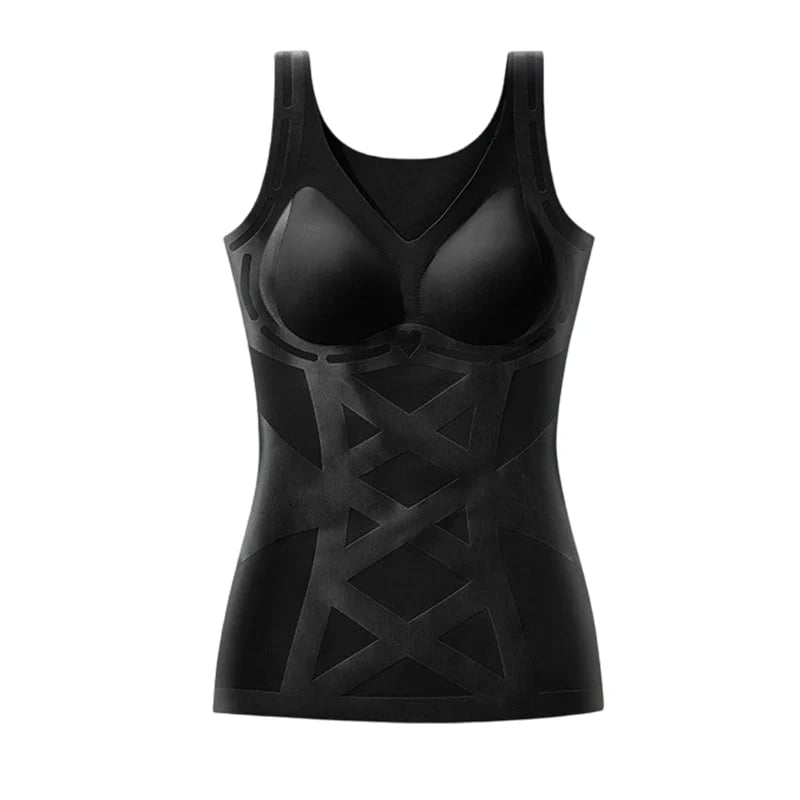 Seamless Body Shaping Camisole with Built-In Bra – Tummy Control, Posture Support | M–3XL