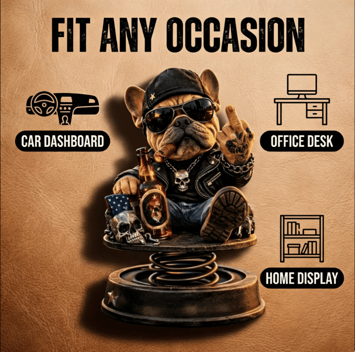 Bulldog Bobblehead Car Dashboard Ornament