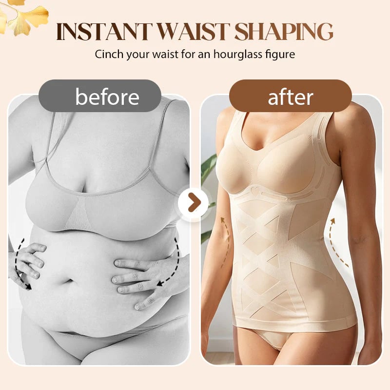 Seamless Body Shaping Camisole with Built-In Bra – Tummy Control, Posture Support | M–3XL
