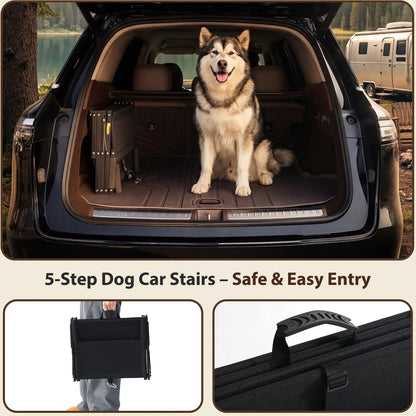 Foldable Dog Car Stairs – 5-Step Heavy Duty