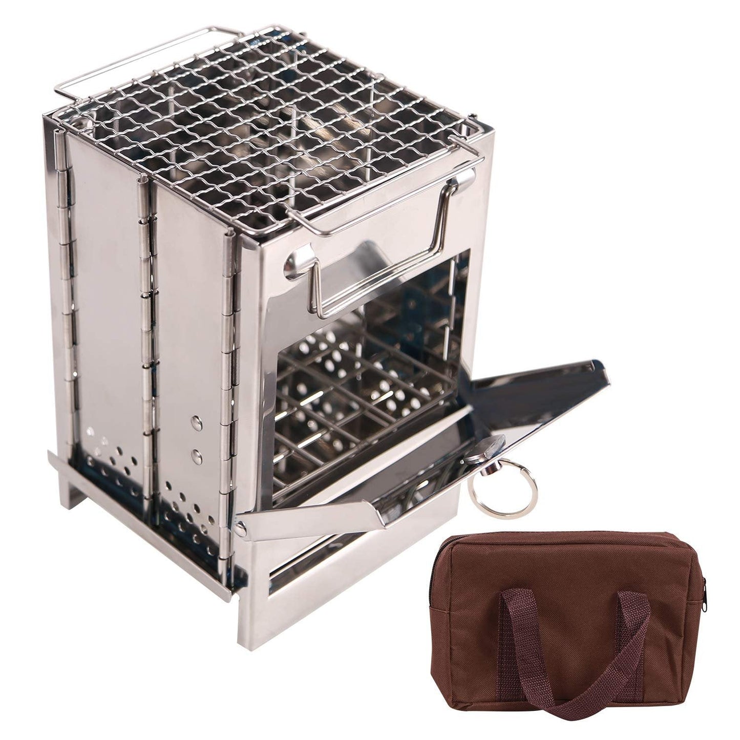 Wood Burning Folding Camp Stove Stainless Steel Grid – Wood Burning |… – 🔹