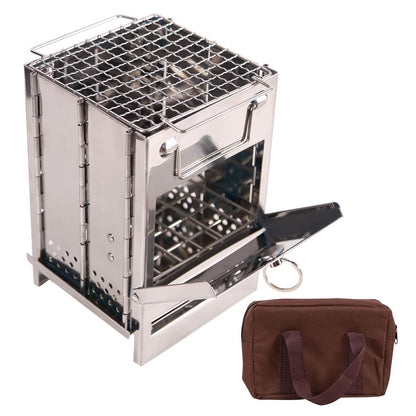 Wood Burning Folding Camp Stove Stainless Steel Grid – Wood Burning |… – 🔹