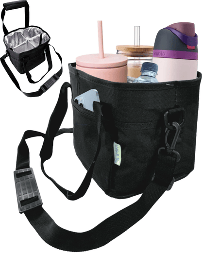 4-Compartment Insulated Drink Carrier Bag – Holds 4 Bottles, Multiple Carry Styles | Black, Pink, Blue, Purple