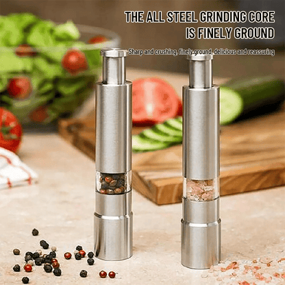 Stainless Steel Salt & Pepper Grinder Set – One-touch Thumb Button, P… – ⏰ Hurry