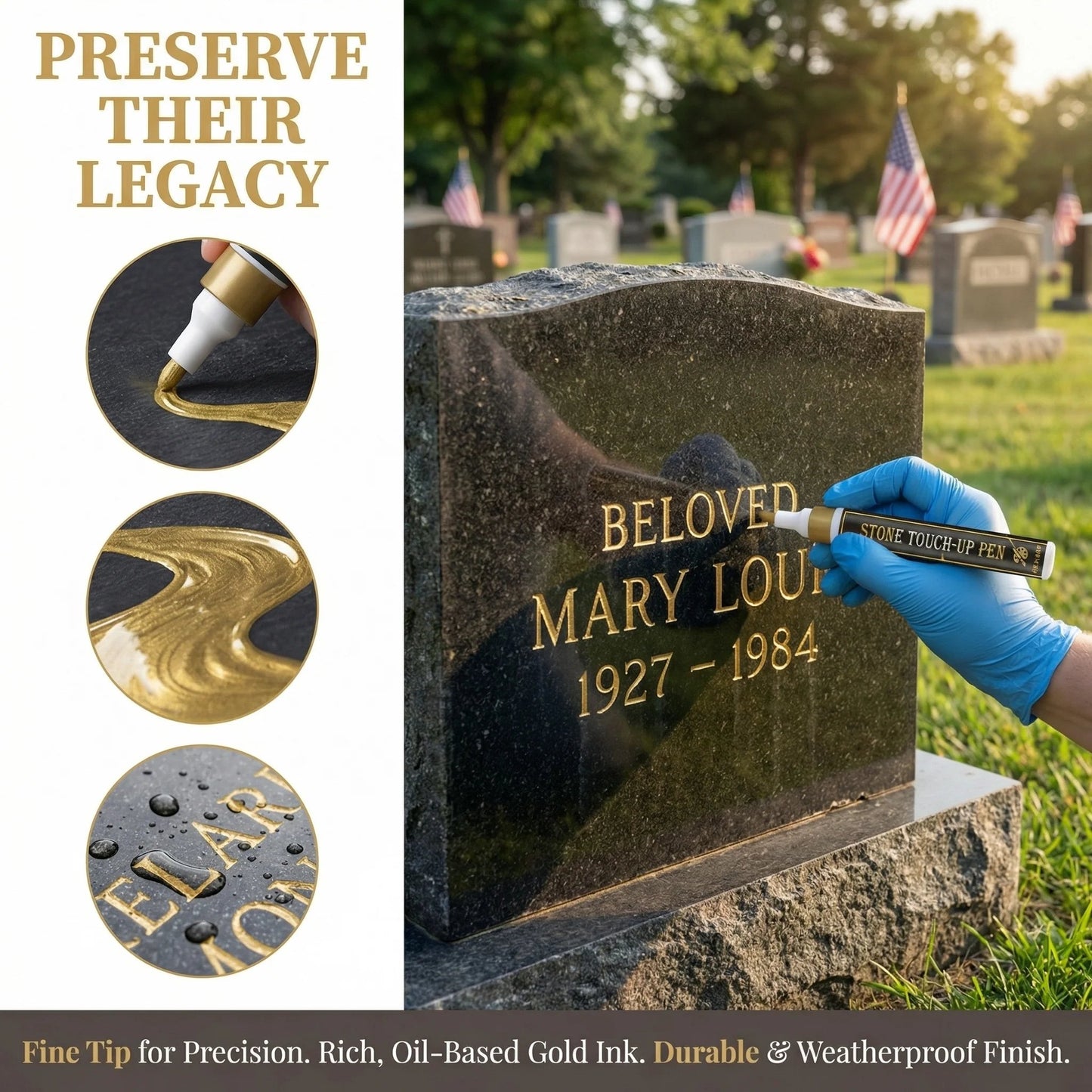 Golden Tombstone Marker Pen For Restoring Faded Grave Inscriptions – … – This