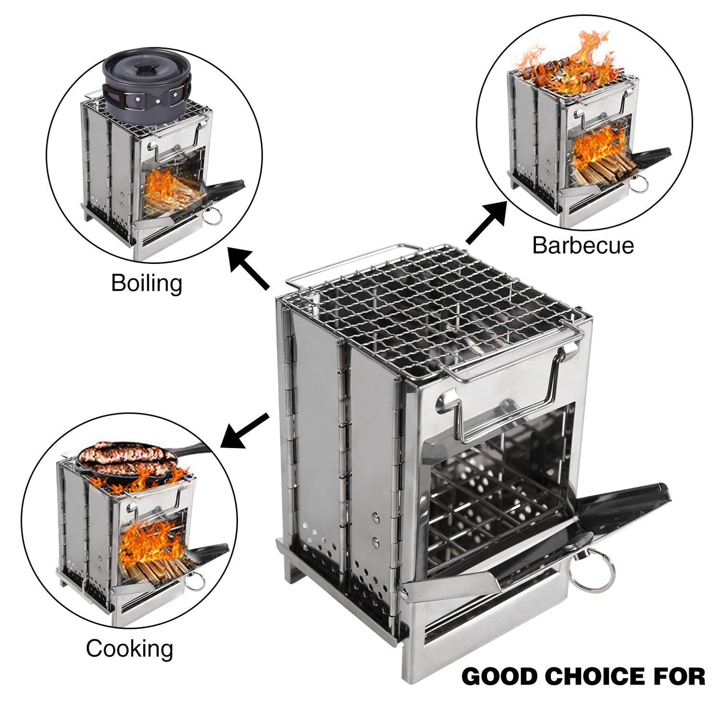 Wood Burning Folding Camp Stove Stainless Steel Grid – Wood Burning |… – 🔹