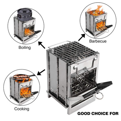 Wood Burning Folding Camp Stove Stainless Steel Grid – Wood Burning |… – 🔹