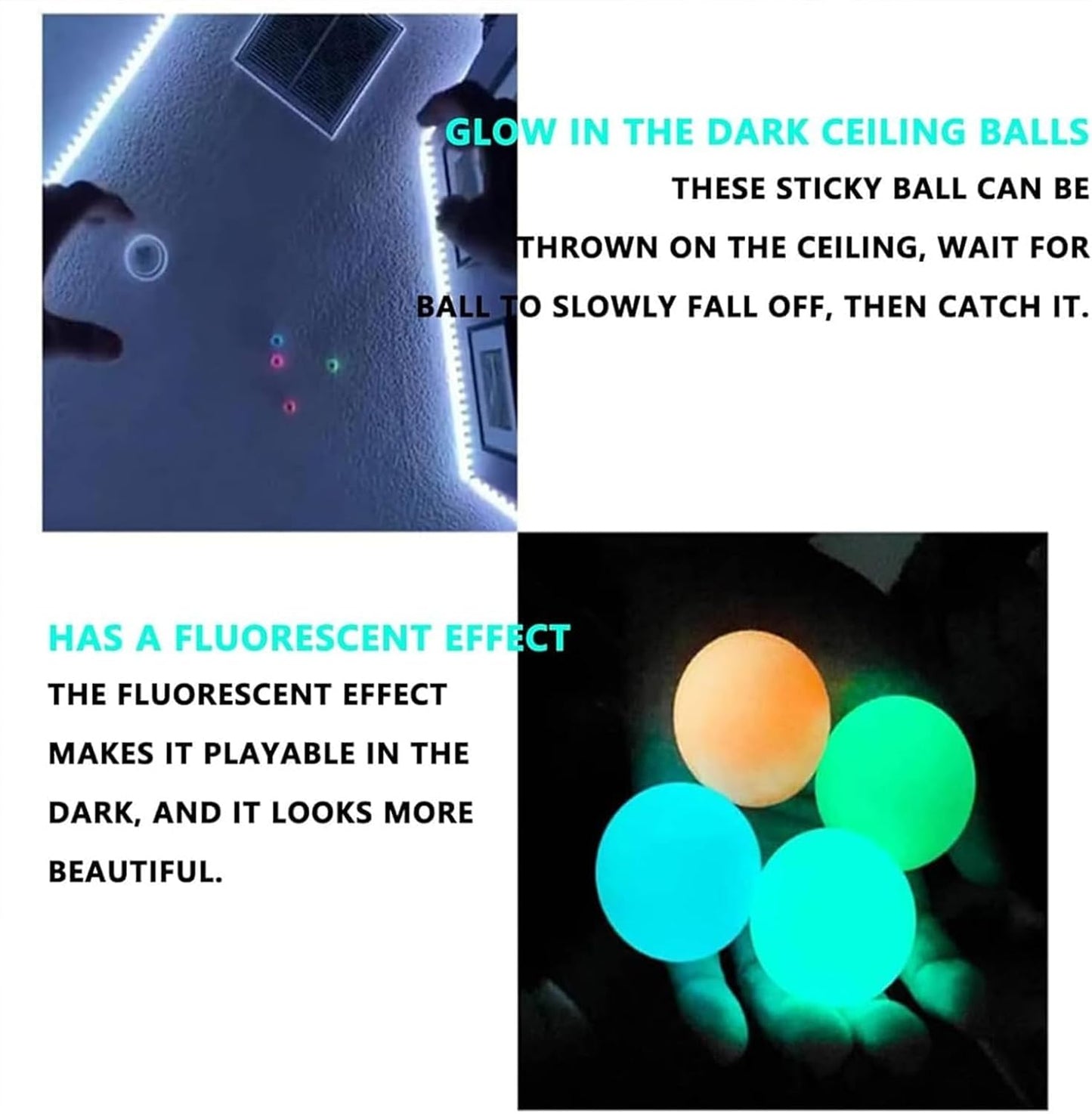 Glow In The Dark Sticky Balls – Reusable, Soft Rubber | Sensory Play,… – ✅