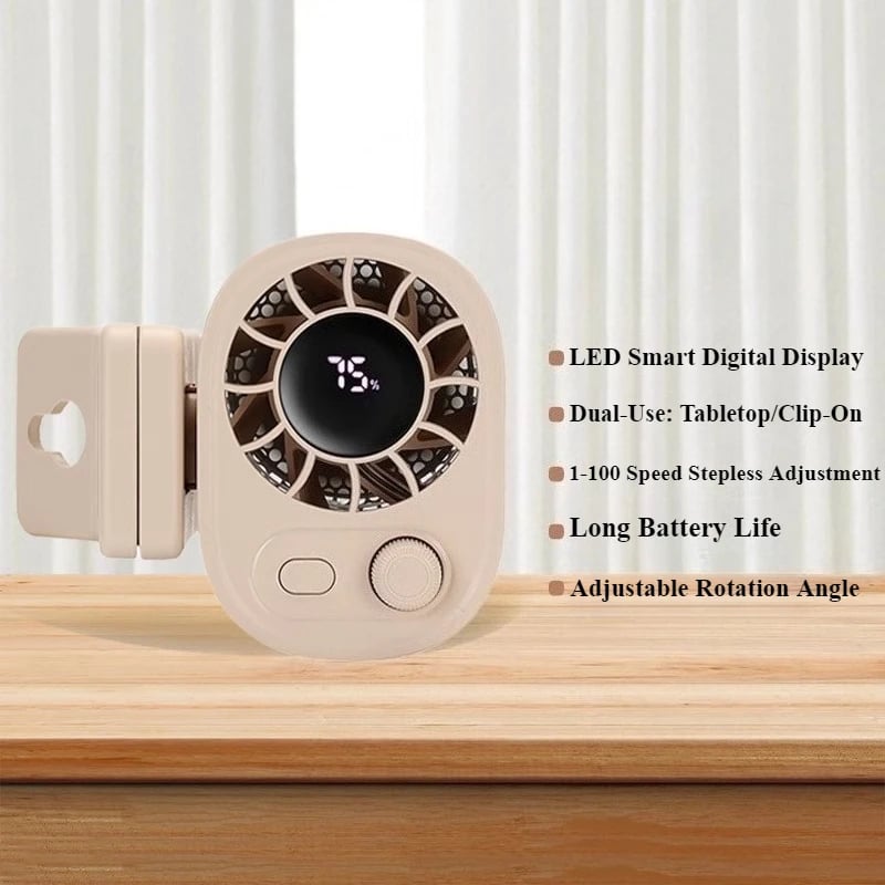 New Car Clip Fan With Led Display[360° Rotatable 100 Speed Wind 12v U… – 360°