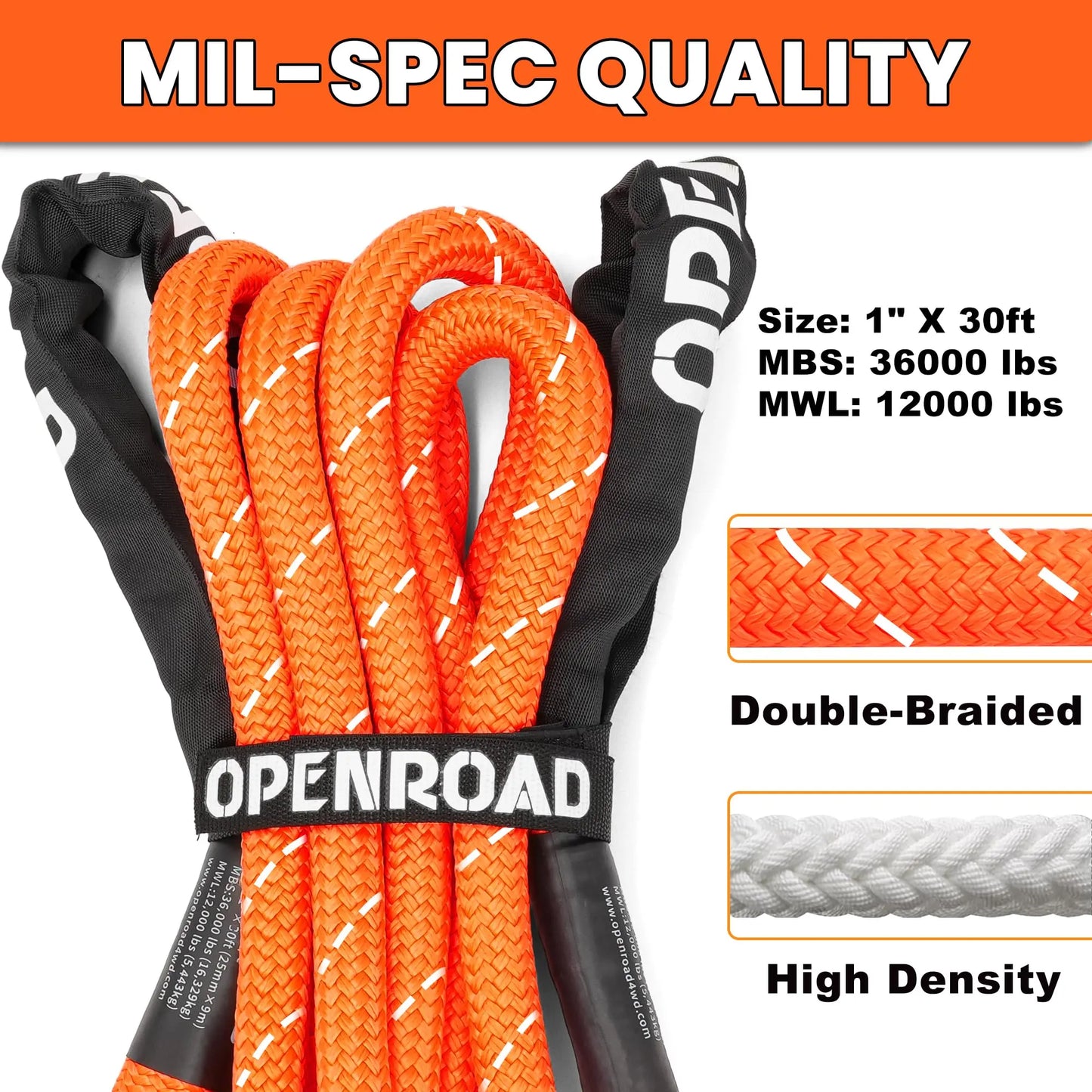 Kinetic Recovery Rope – 36,000 LBS Breaking Strength