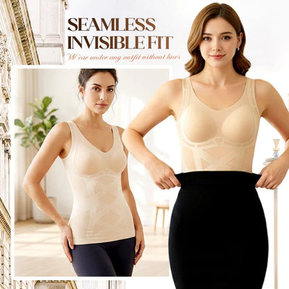Seamless Body Shaping Camisole with Built-In Bra – Tummy Control, Posture Support | M–3XL