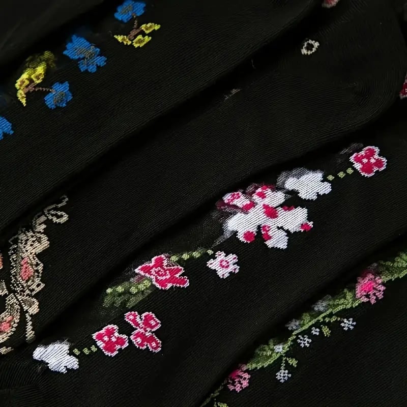 Floral Pattern Glass Stockings – 10 Pairs Soft Breathable Mid-tube So… – 🌸 10