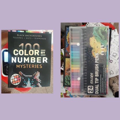 Color By Number Coloring Book – 200 Pages, 3 Grid Styles, Black Backg… – 🎨