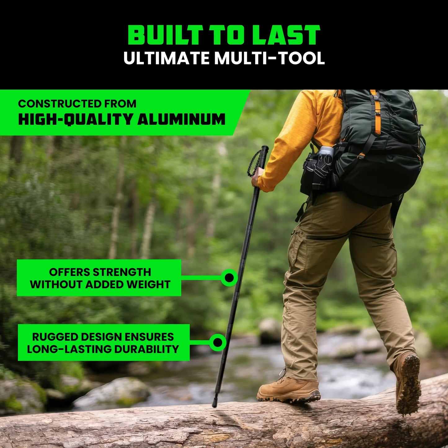 Tactical Hiking Stick with Survival Kit