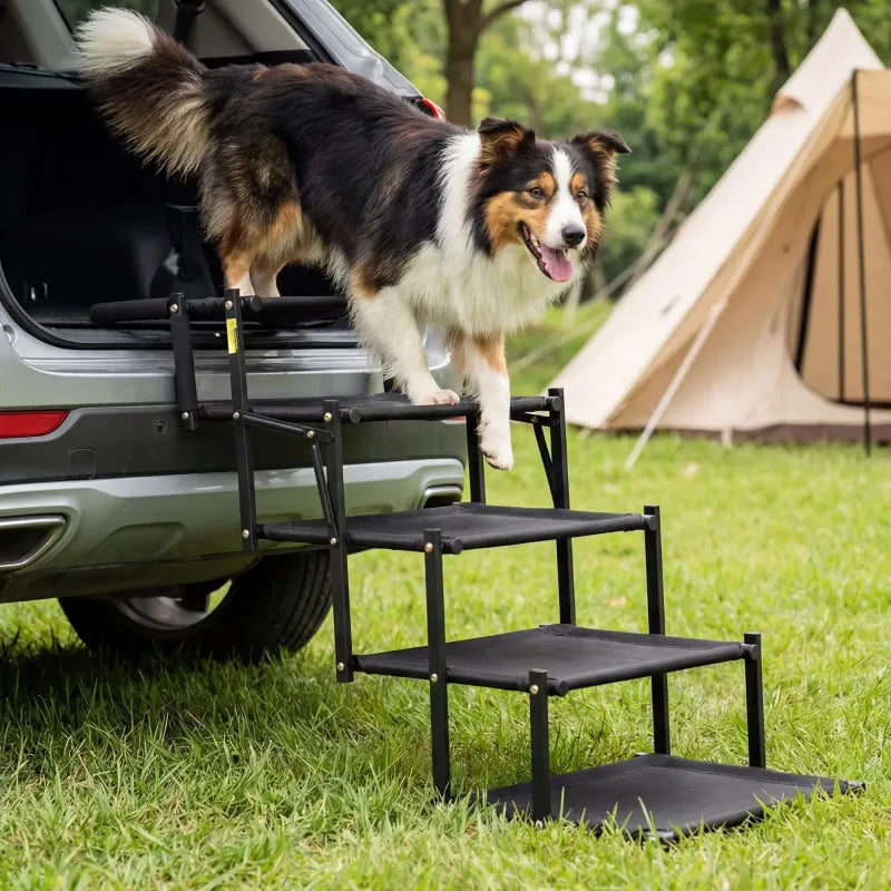 Foldable Dog Car Stairs – 5-Step Heavy Duty