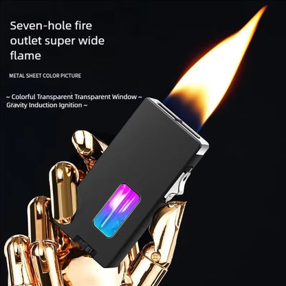 Windproof 7-hole Refillable Butane Lighter – Gravity-activated Igniti… – 🔥