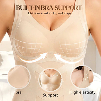 Seamless Body Shaping Camisole with Built-In Bra – Tummy Control, Posture Support | M–3XL