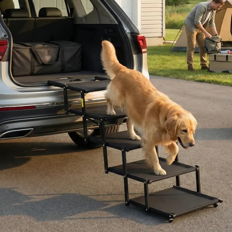 Foldable Dog Car Stairs – 5-Step Heavy Duty