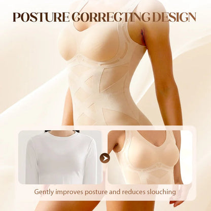 Seamless Body Shaping Camisole with Built-In Bra – Tummy Control, Posture Support | M–3XL