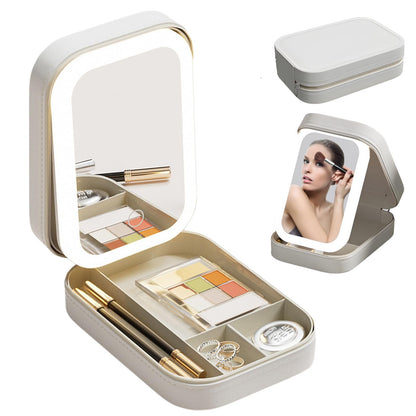 Led Makeup Bag With Built-in Mirror – 3 Lighting Modes, Multi-compart… – 🌟 Key