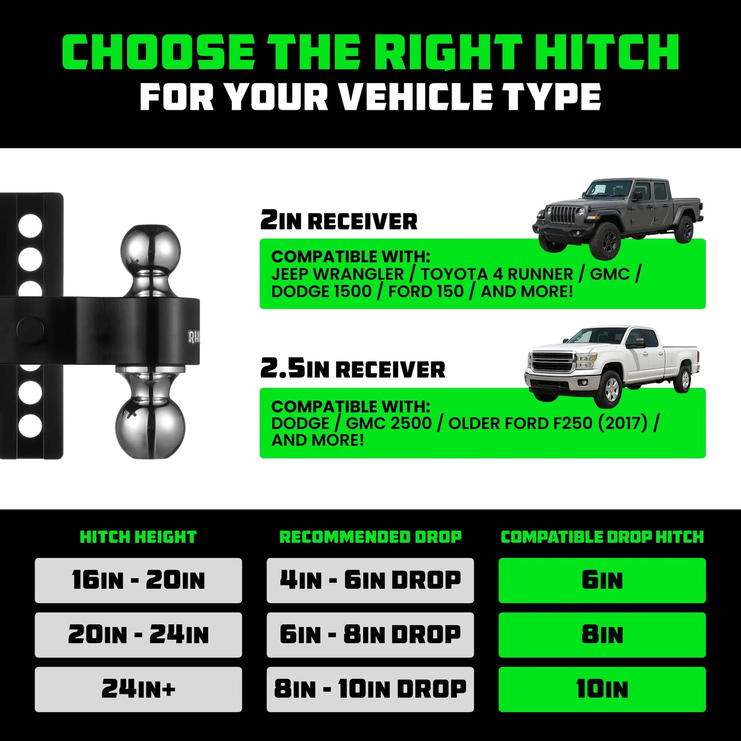 Heavy Duty Adjustable Drop Hitch