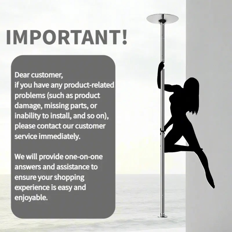 45mm Portable Dance Pole – Spinning & Static, Height Adjustable 7–9ft