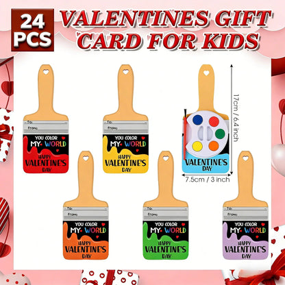 Valentine's Day Watercolor Paint Brush Greeting Card Set – 12 Or 24 P… – 🎨