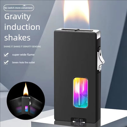 Windproof 7-hole Refillable Butane Lighter – Gravity-activated Igniti… – 🔥