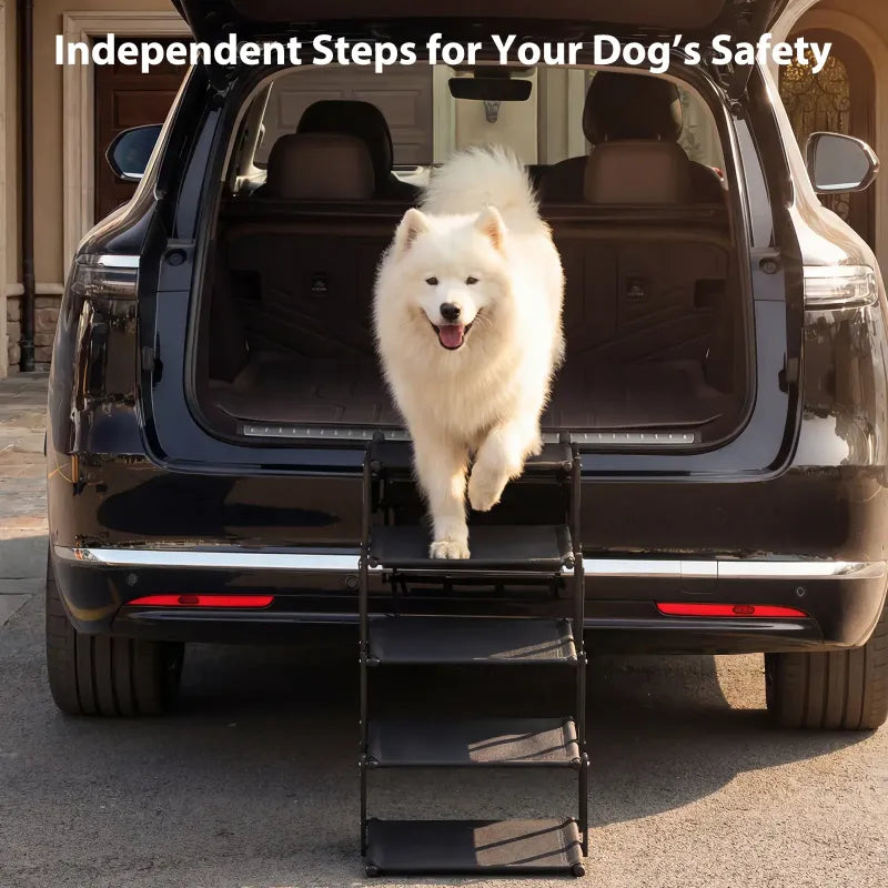 Foldable Dog Car Stairs – 5-Step Heavy Duty