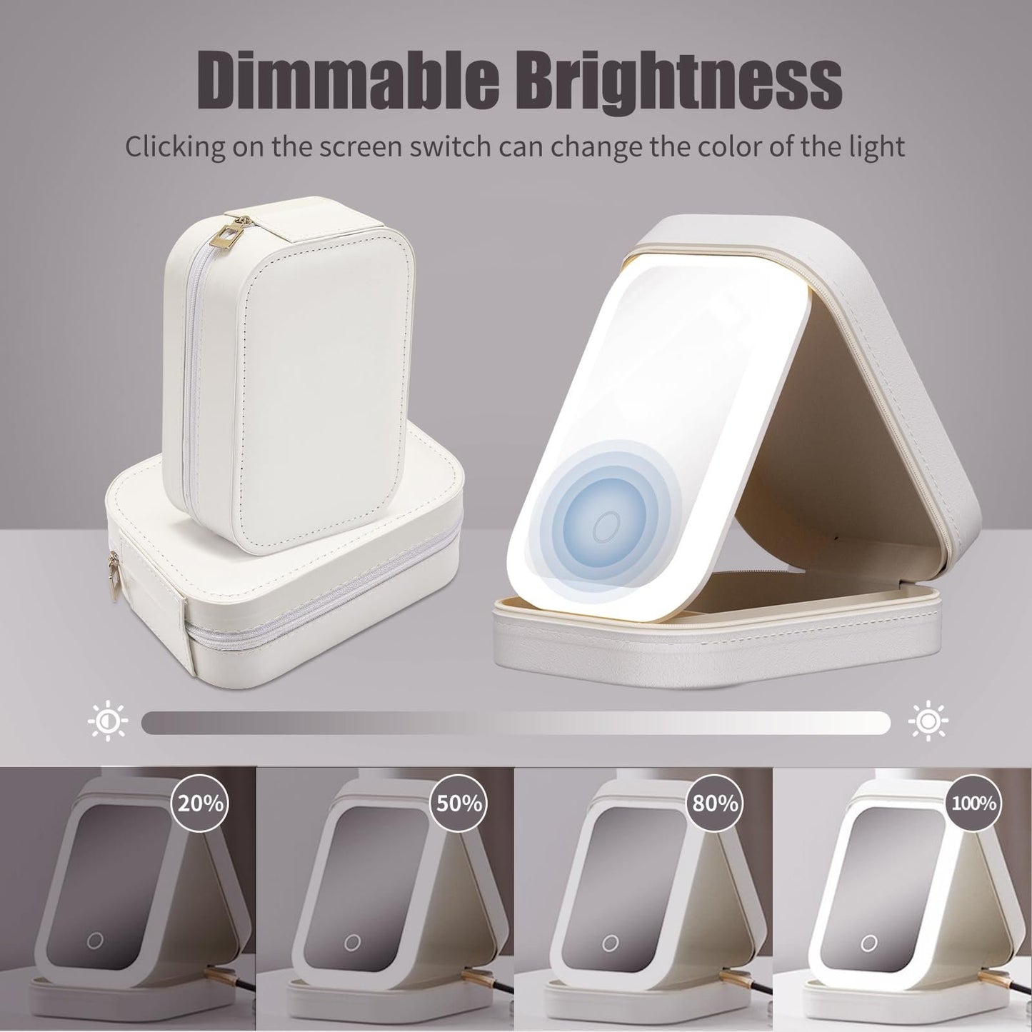 Led Makeup Bag With Built-in Mirror – 3 Lighting Modes, Multi-compart… – 🌟 Key