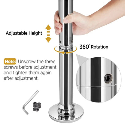 45mm Portable Dance Pole – Spinning & Static, Height Adjustable 7–9ft