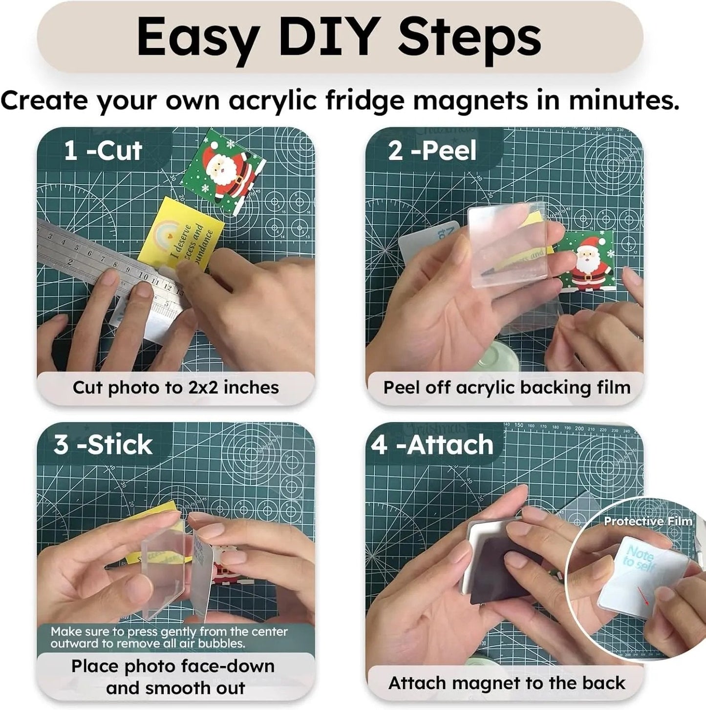 X 2" Clear Acrylic Diy Fridge Magnet Set With Adhesive Backing – C… – Don't