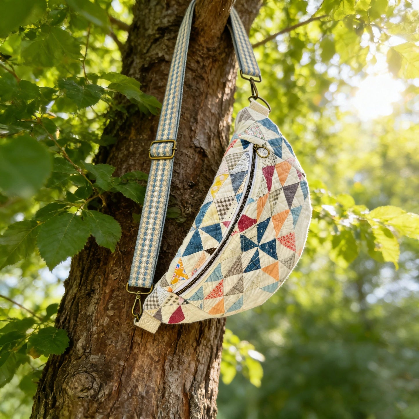 Vintage Patchwork Quilted Sling Bag – Handmade, Adjustable Strap Up T… – 💳