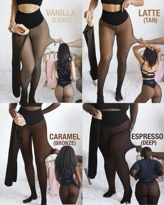 Magic Fleece Lined Leggings – Tummy Control, Skin-tone Sheer, 200g Wa… – ✨ The