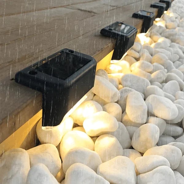 Solar Deck Lights Outdoor – Waterproof, Auto On/Off, No Wiring (4-Pack)