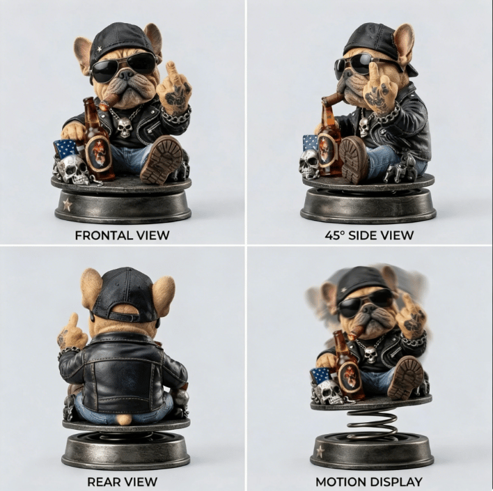 Bulldog Bobblehead Car Dashboard Ornament
