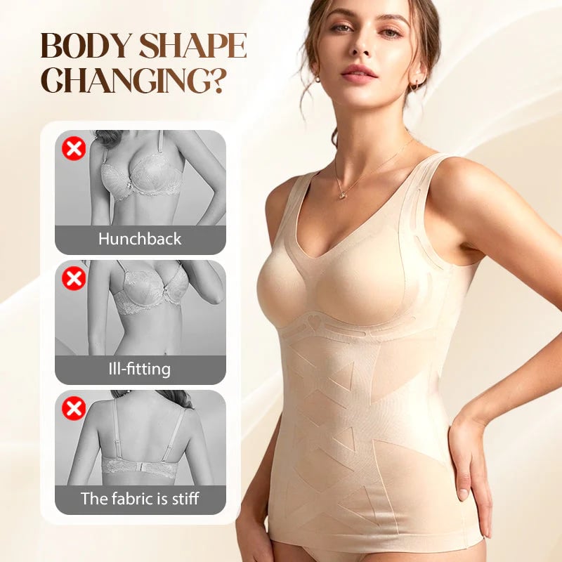 Seamless Body Shaping Camisole with Built-In Bra – Tummy Control, Posture Support | M–3XL