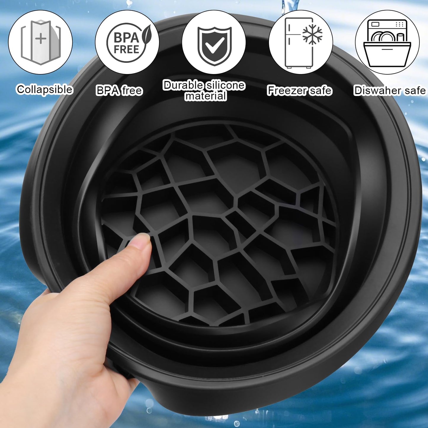 Facial Ice Bath Bowl – Silicone, Foldable & Portable | Built-in Ice C… – ✅ Fast