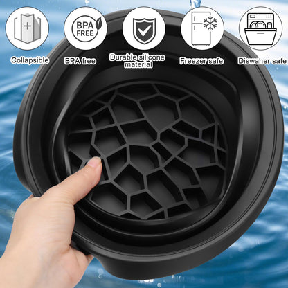 Facial Ice Bath Bowl – Silicone, Foldable & Portable | Built-in Ice C… – ✅ Fast