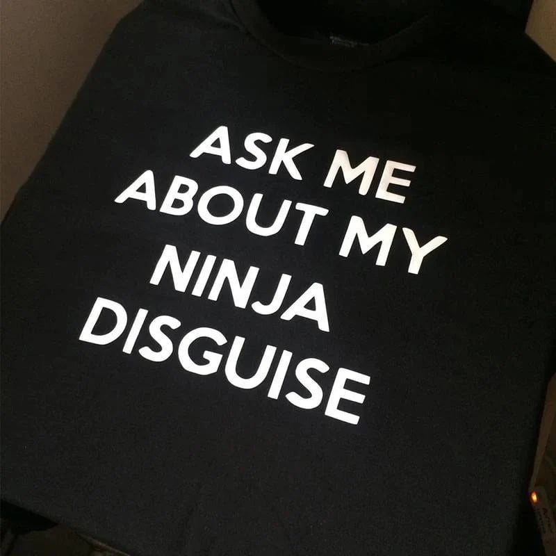 Ninja Disguise Flip-up T-shirt – Unisex, Polyester | Funny Costume Te… – 🔹