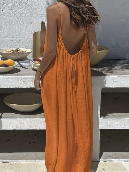 Women's Backless Spaghetti Strap Maxi Dress – Women's Backless | Spag… – 💃 Your