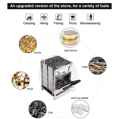 Wood Burning Folding Camp Stove Stainless Steel Grid – Wood Burning |… – 🔹